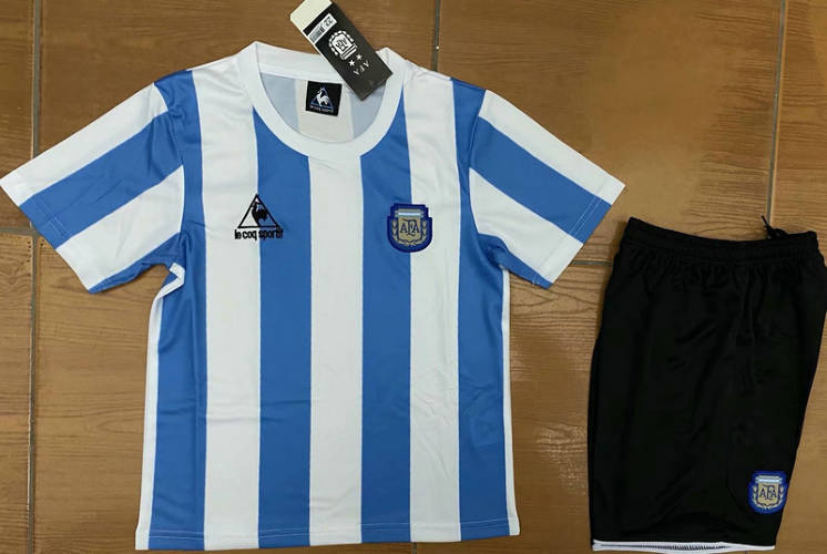 1986 Argentina Home Retro Kids Cheap Soccer Jerseys