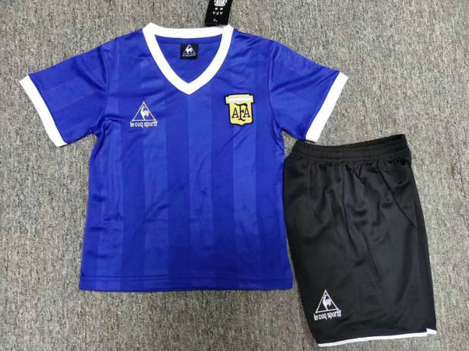 1986 Argentina Away Retro Kids Cheap Soccer Jerseys