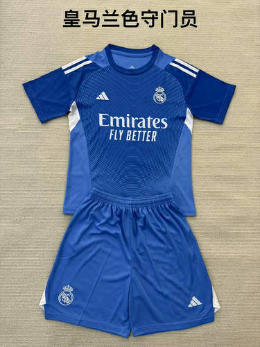 25-26 Real Madrid Goalkeeper Kids Cheap Soccer Jerseys 