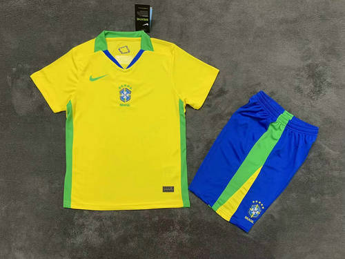 25-26 Brazil Home Kids Cheap Soccer Jerseys