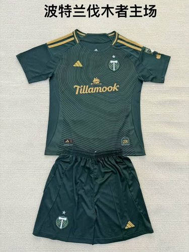 25-26 Portland Timbers Home Kids Cheap Soccer Jerseys