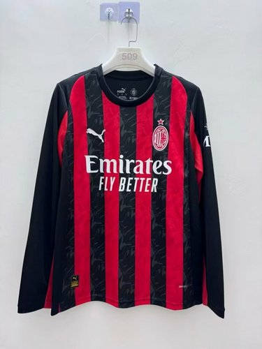 25-26 AC Milan Home Long Sleeve Cheap Soccer Jerseys