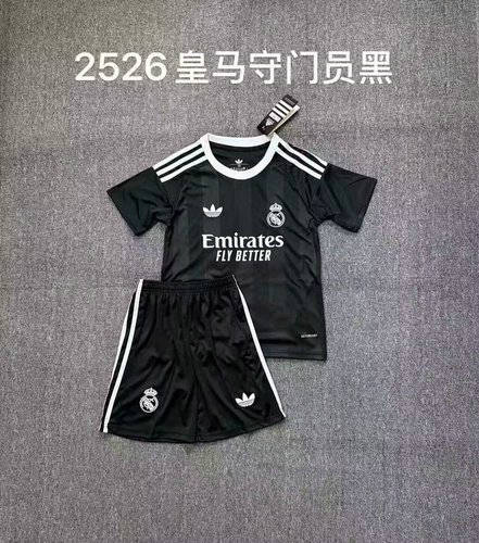 25-26 Real Madrid Goalkeeper Kids Cheap Soccer Jerseys 