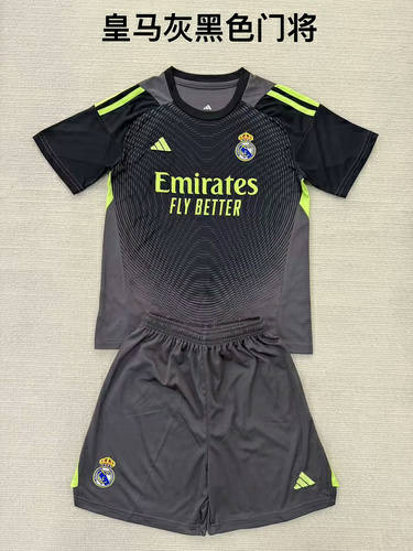 25-26 Real Madrid Goalkeeper Kids Cheap Soccer Jerseys 
