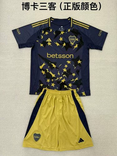 25-26 Boca Juniors Fourth Kids Cheap Soccer Jerseys