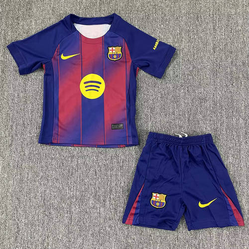 25-26 Barcelona Home Kids Cheap Soccer Jerseys