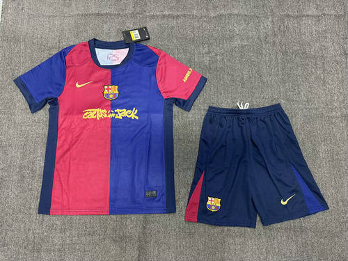 25-26 Barcelona Home Kids Cheap Soccer Jerseys