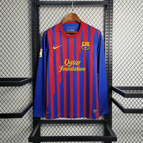 11-12 Barcelona Home Long Sleeve Cheap Soccer Jerseys