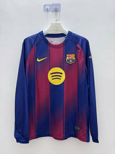 25-26 Barcelona Home Long Sleeve Cheap Soccer Jerseys