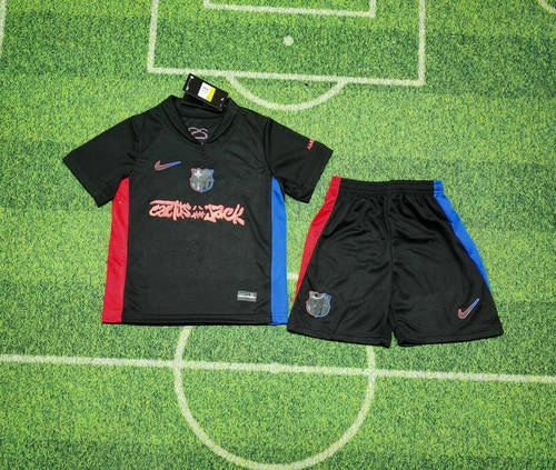 25-26 Barcelona Away Kids Cheap Soccer Jerseys