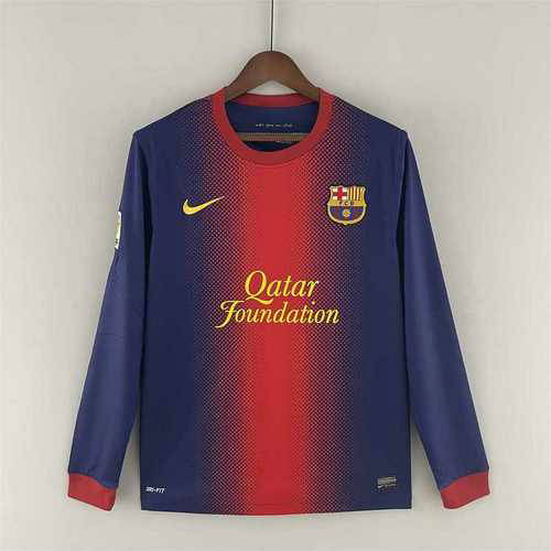 12-13 Barcelona Home Long Sleeve Cheap Soccer Jerseys