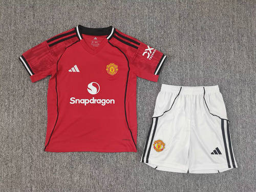 25-26 Man United Home Kids Cheap Soccer Jerseys 