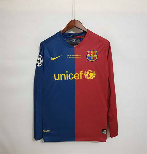 08-09 Barcelona Home Long Sleeve Cheap Soccer Jerseys