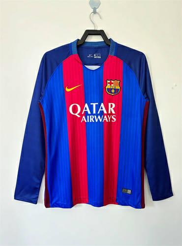 16-17 Barcelona Home Retro Long Sleeve Cheap Soccer Jerseys