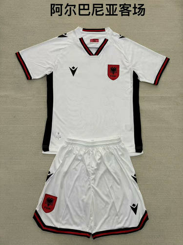 25-26 Republic of Albania Away Kids Cheap Soccer Jerseys