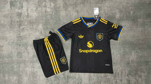 25-26 Man United Third Kids Cheap Soccer Jerseys