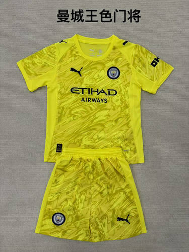 25-26 Manchester City Goalkeeper Kids Cheap Soccer Jerseys