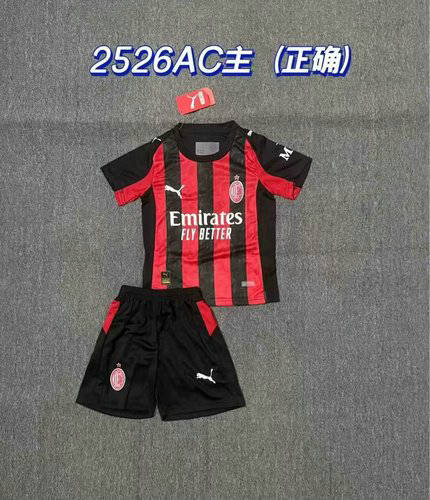 25-26 AC Milan Home Kids Cheap Soccer Jerseys