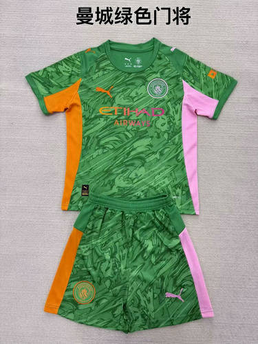 25-26 Manchester City Goalkeeper Kids Cheap Soccer Jerseys