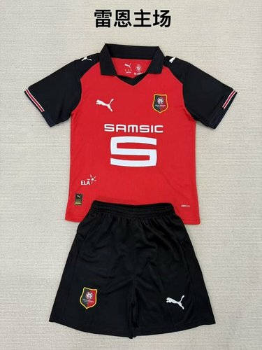 25-26 Rennais Home Kids Cheap Soccer Jerseys 