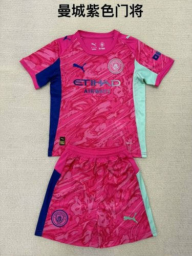 25-26 Manchester City Goalkeeper Kids Cheap Soccer Jerseys