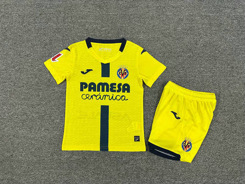 25-26 Villarreal Home Kids Cheap Soccer Jerseys 
