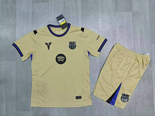 25-26 Barcelona Away Kids Cheap Soccer Jerseys