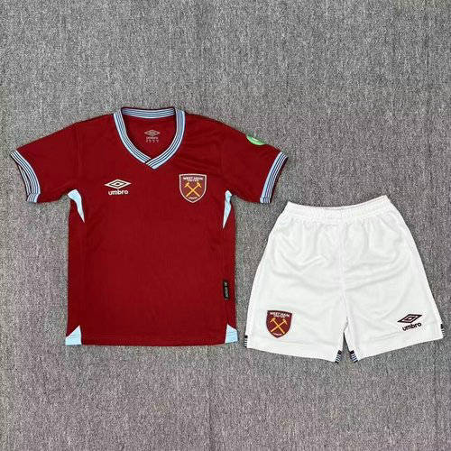 25-26 West Ham Home Kids Cheap Soccer Jerseys