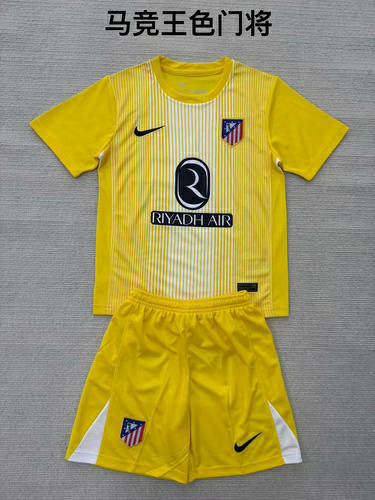 25-26 Atletico Madrid Goalkeeper Kids Cheap Soccer Jerseys
