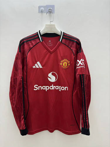 25-26 Man United Home Long Sleeve Cheap Soccer Jerseys