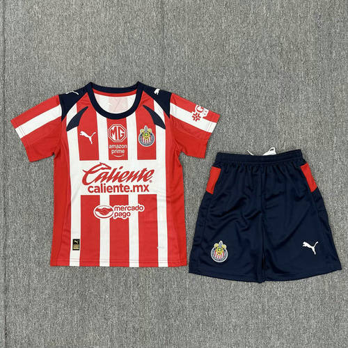 25-26 Chivas Home Kids Cheap Soccer Jerseys