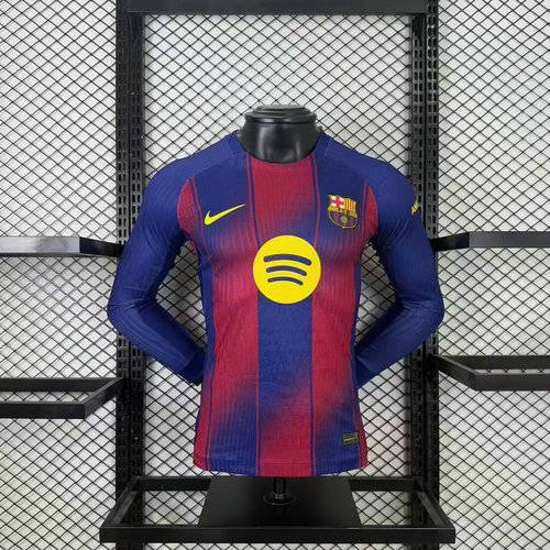 25-26 Barcelona Home Long Sleeve Cheap Soccer Jerseys