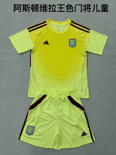 25-26 Aston Villa Goalkeeper Kids Cheap Soccer Jerseys