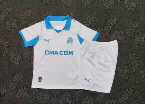 25-26 Marseille Home Kids Cheap Soccer Jerseys