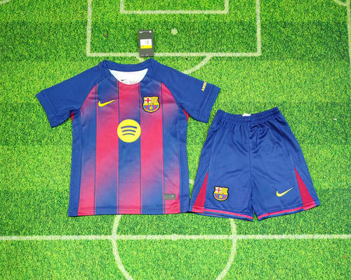 25-26 Barcelona Home Kids Cheap Soccer Jerseys