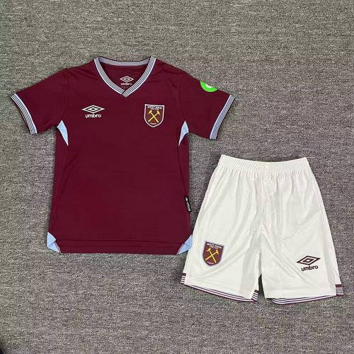 25-26 West Ham Home Kids Cheap Soccer Jerseys