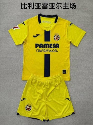 25-26 Villarreal Home Kids Cheap Soccer Jerseys 