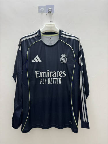 25-26 Real Madrid Away Long Sleeve Cheap Soccer Jerseys