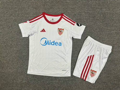25-26 Sevilla Home Kids Cheap Soccer Jerseys 