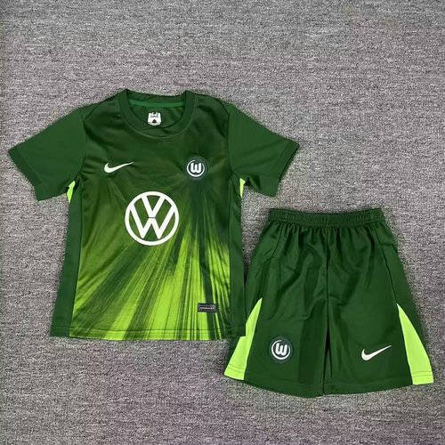 25-26 Wolfsburg Home Kids Cheap Soccer Jerseys