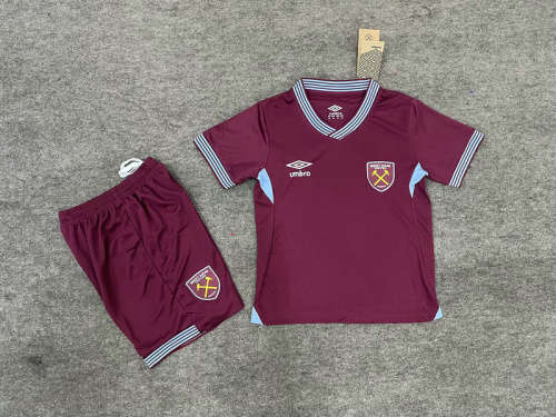 25-26 West Ham Home Kids Cheap Soccer Jerseys