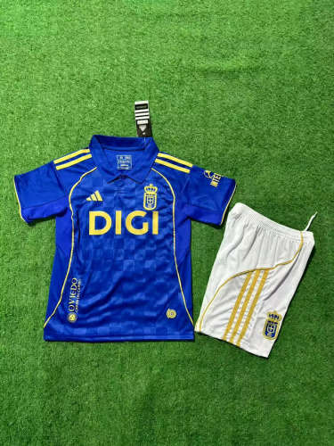 25-26 Oviedo Home Kids Cheap Soccer Jerseys 