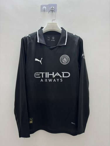 25-26 Manchester City Away Long Sleeve Cheap Soccer Jerseys