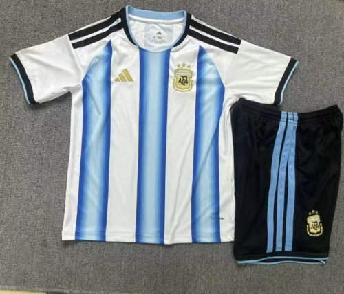25-26 Argentina Home Kids Cheap Soccer Jerseys 