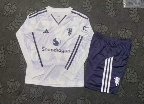 25-26 Man United Away Long Sleeve Kids Cheap Soccer Jerseys