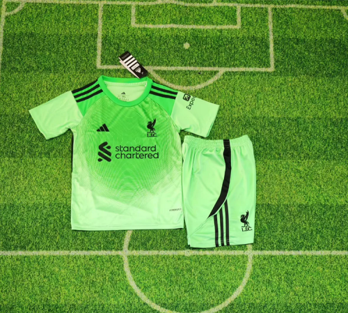 25-26 Liverpool Goalkeeper Kids Cheap Soccer Jerseys