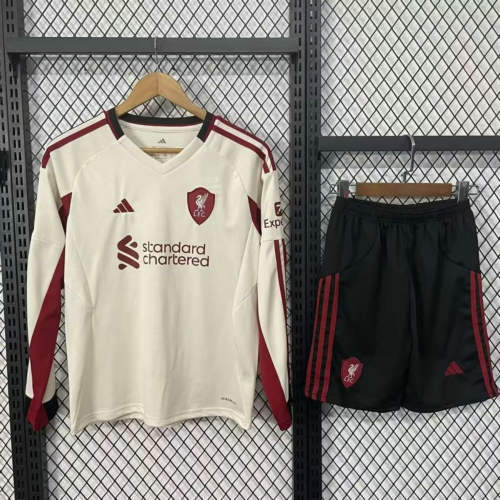 25-26 Liverpool Away Long Sleeve Kids Cheap Soccer Jerseys