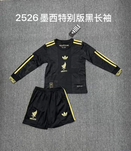 25-26 Mexico Long Sleeve Kids Cheap Soccer Jerseys