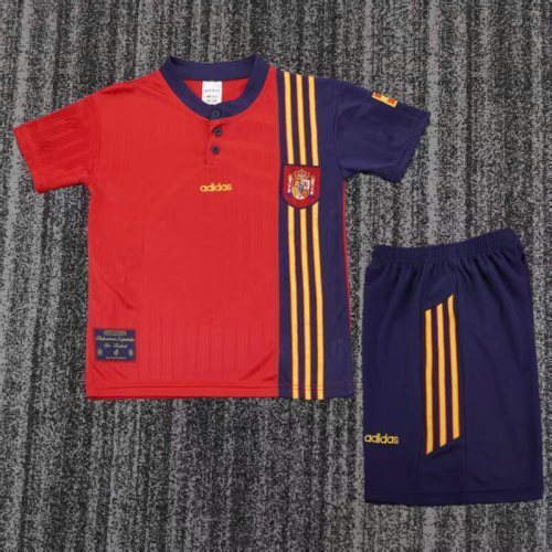 1996 Spain Home Kids Cheap Soccer Jerseys