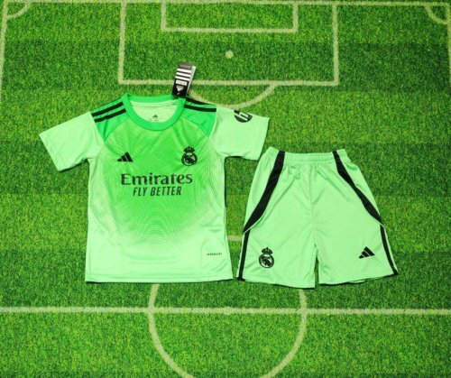 25-26 Real Madrid Goalkeeper Kids Cheap Soccer Jerseys